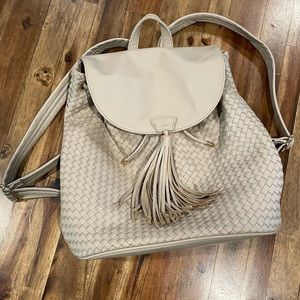 Deux Lux Cream Woven Look Backpack